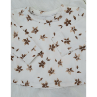 t-shirt ecru bruin lange mouw