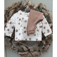 t-shirt ecru bruin lange mouw