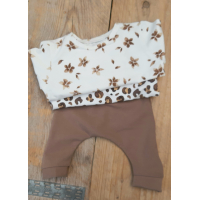 t-shirt ecru bruin lange mouw