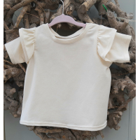 t-shirt ecru met roezel korte mouw