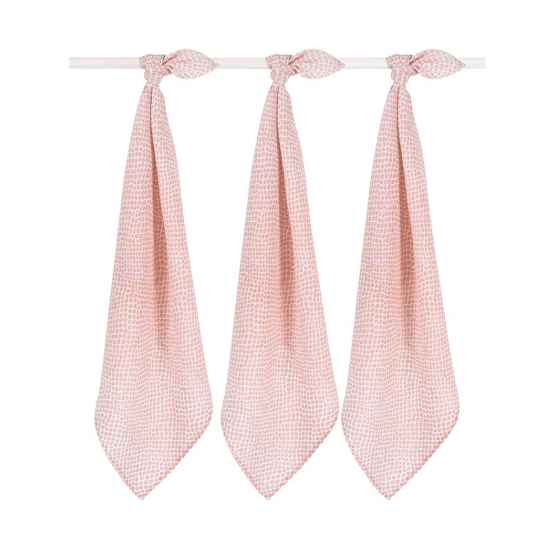 Jollein Hydrofiel multidoek small 70x70cm Snake pale pink (3pack) 