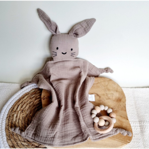 Rammelaartje hydrofiele knuffel Konijn - Zand