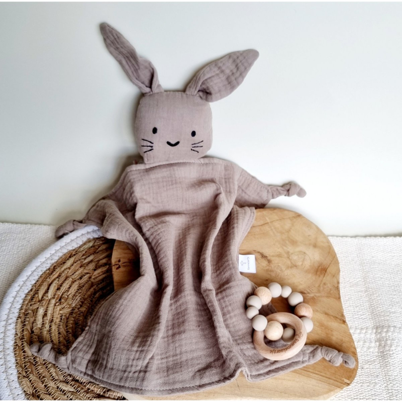 Rammelaartje hydrofiele knuffel Konijn - Zand