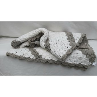 So-little handmade Wit/taupe babydekentje