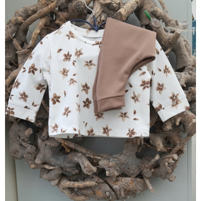 t-shirt ecru bruin lange mouw