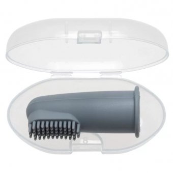 Siliconen vingertandenborstel met koker - Poederblauw