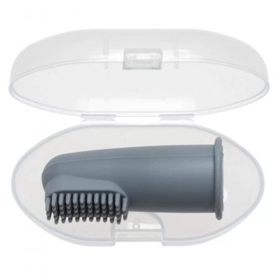 Siliconen vingertandenborstel met koker - Poederblauw